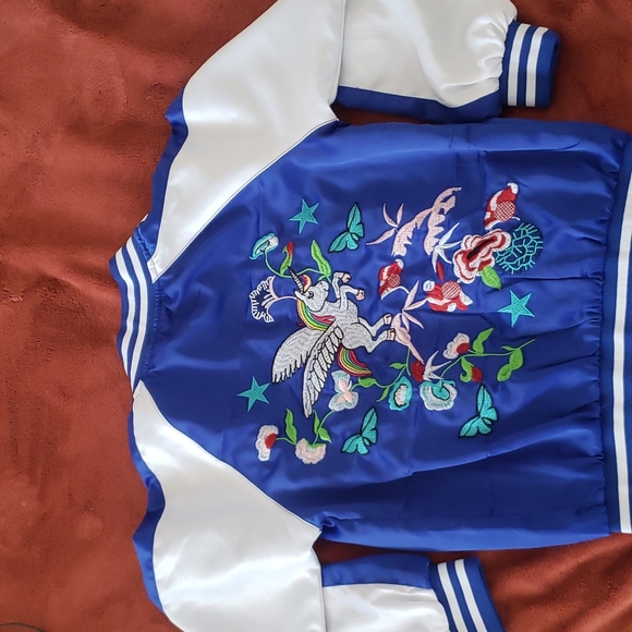 Girls embroidered unicorn varsity jacket - Picture 3 of 4